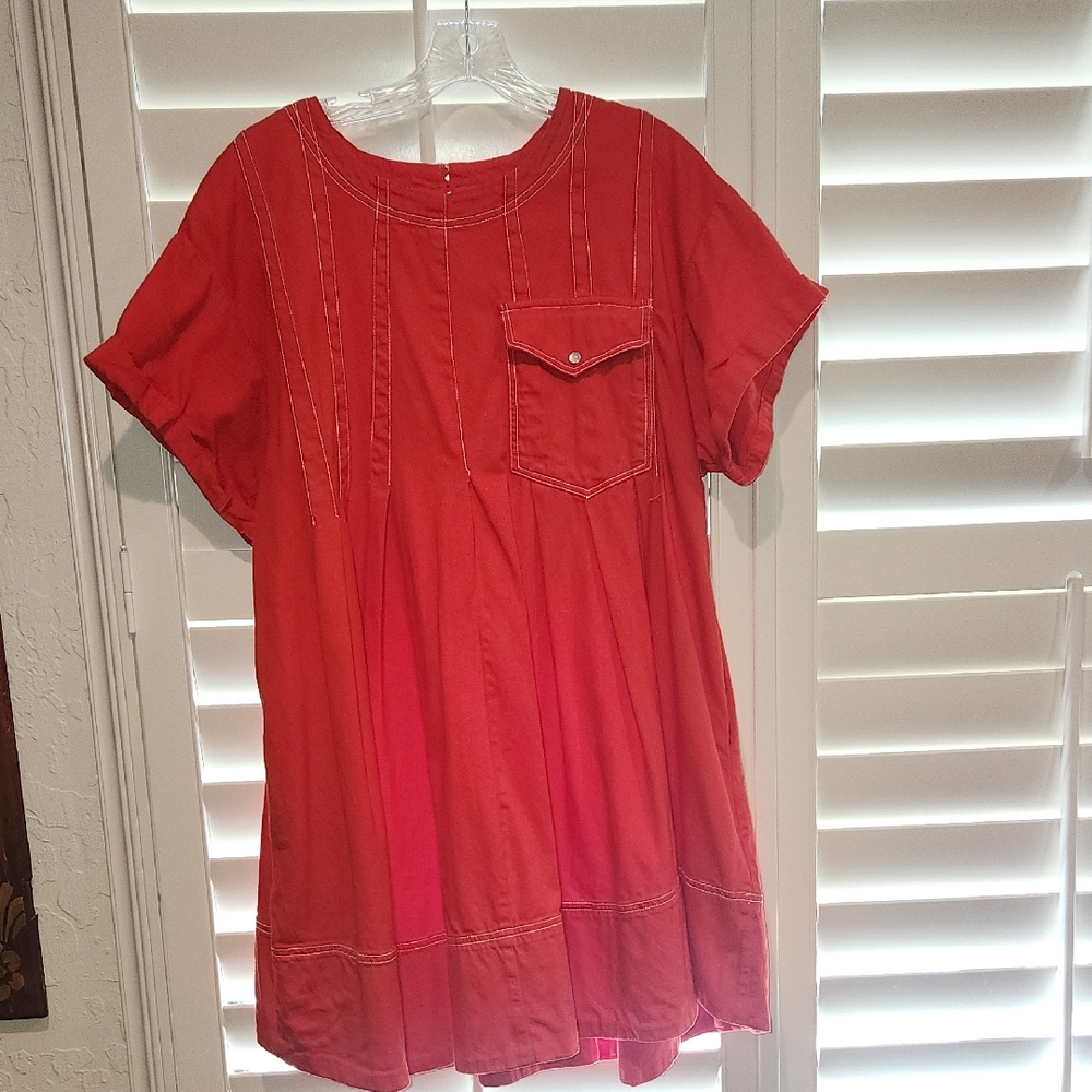 Anthropology-Pilcro Red Short-Sleeve mini-dress. Size LG